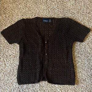 Vintage Liz Claiborne Brown Short Sleeve Cardigan